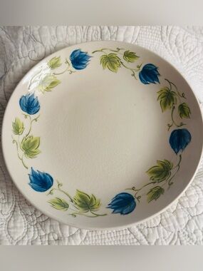 Vintage Fiesta Ware Granada 8101 Hand Painted Japan Blue Green Floral Bowl 1960s